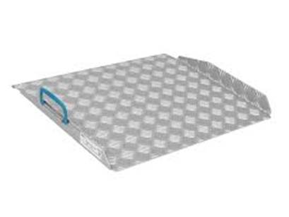 A picture of a Doorline ramp with a blue handle on one side