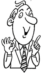 A drawing of a person, providing information to the point when speaking to a deaf person