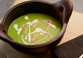 A photograph of a bowl of soup