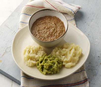 A photograph of minced food plated separately