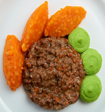 A photograph of minced food plated separately