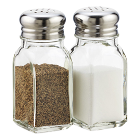 A photograph of salt and pepper shakers