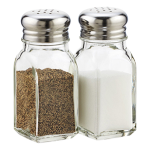 A photograph of salt and pepper shakers